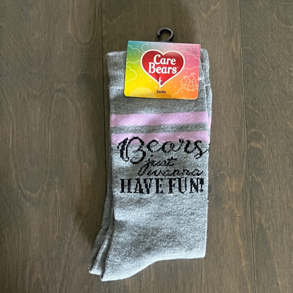 Care Bears Gray & Pink Crew Socks